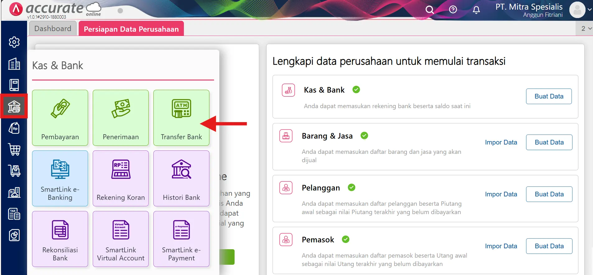 menampilkan biaya transfer antar bank